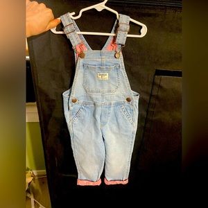 COPY - NEW Osh Kosh toddler girls denim floral patterned cuff overalls NEW